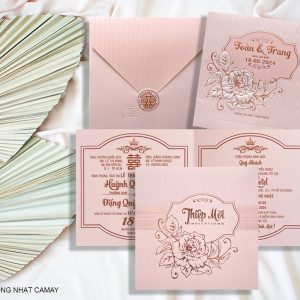 Thiệp cưới DQ-2350-Hồng Nhạt Camay