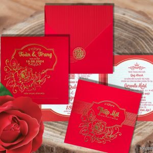 Thiệp cưới Dq-2350 Đỏ Nhung