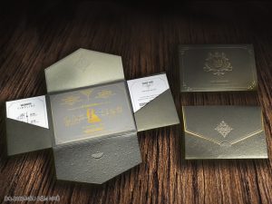 Thiệp cưới DQ-2323-Nâu Đậm Nhũ