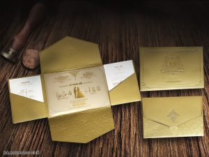 Thiệp cưới DQ-2323 Vàng Nhũ