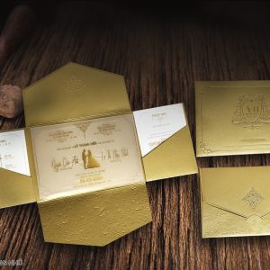 Thiệp cưới DQ-2323 Vàng Nhũ