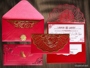 Thiệp Cưới DQ-2307-Đỏ Nhũ Thái