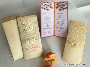 Thiệp cưới DQ-2201 Vàng nhũ