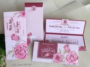 Thiệp cưới DQ-2204 Hồng Nhạt