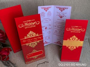 Thiệp cưới DQ-2101-đỏ nhung