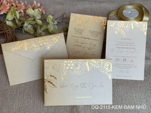 Thiệp cưới DQ-2115-kem đậm nhũ