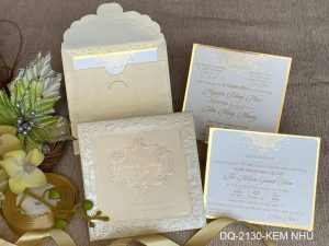 Thiệp cưới DQ-2130-kem nhũ