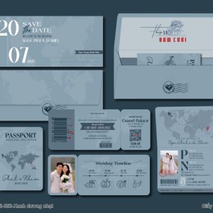 Thiệp Cưới DQ-BTN106-363 Passport (dương nhạt)