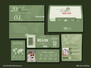 Thiệp Cưới DQ-BTN106-362 Passport ( xanh bơ)