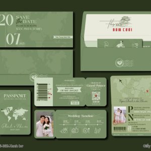 Thiệp Cưới DQ-BTN106-362 Passport ( xanh bơ)