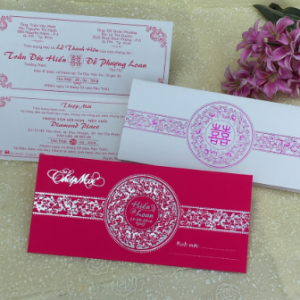 Thiệp cưới DQ-1910 Hồng