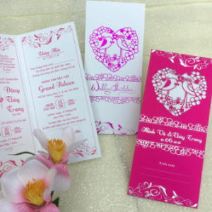 Thiệp cưới DQ-1912 Hồng sen