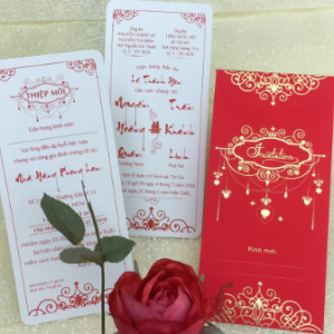 Thiệp cưới DQ-1913 đỏ nhung