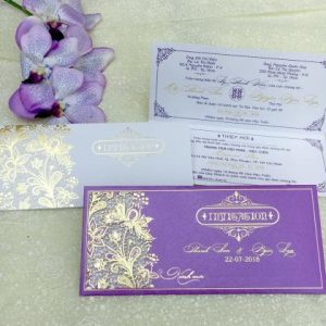 Thiệp cưới DQ-1911 tím sen