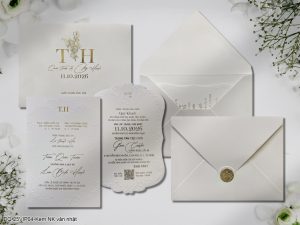 Thiệp cưới DQ-25VIP04 - Kem NK vân nhật