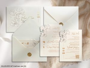 Thiệp cưới DQ-25VIP07-MT Kraft kem vân HQ