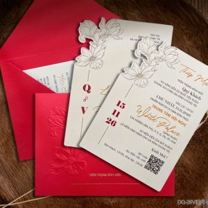 Thiệp cưới DQ-25VIP07-MT đỏ vân HQ