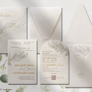 Thiệp cưới DQ-25VIP08-MT Kraft kem