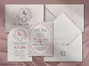 Thiệp cưới DQ-25VIP10-Giấy NK in Hồng