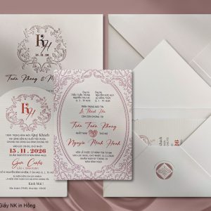 Thiệp cưới DQ-25VIP10-Giấy NK in Hồng