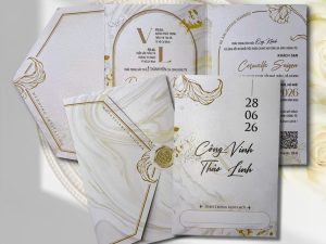 Thiệp cưới DQ-25A47 Thiệp túi Ánh kim thơm 2M
