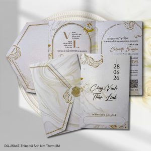 Thiệp cưới DQ-25A47 Thiệp túi Ánh kim thơm 2M