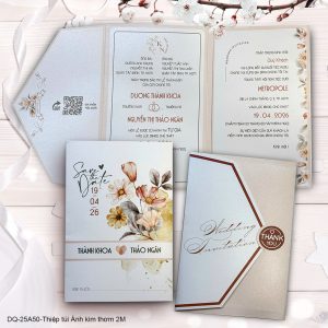 Thiệp cưới DQ-25A50 Thiệp túi Ánh kim thơm 2M