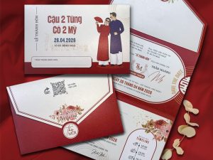 Thiệp cưới DQ-25A52 Thiệp túi Ánh kim thơm 2M