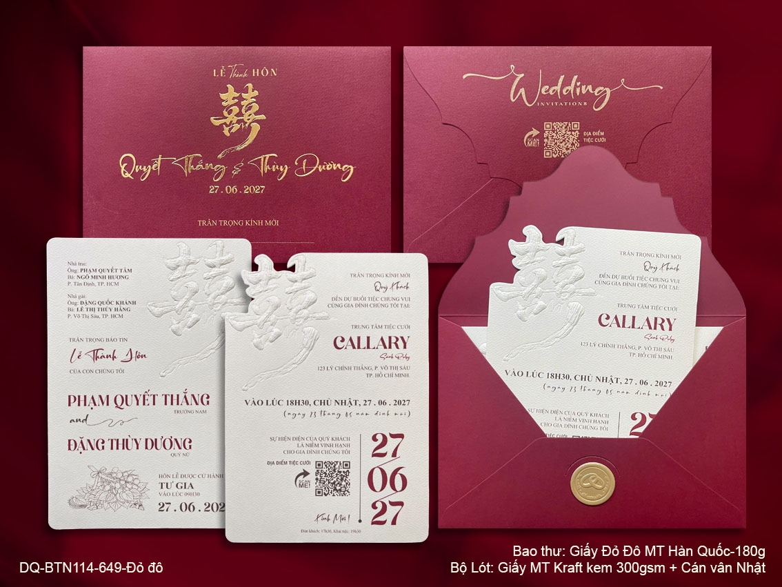 Thiệp Cưới DQ-BTN114-649-Đỏ Đô HQ