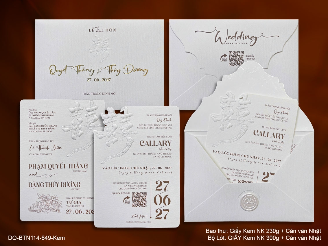 Thiệp Cưới DQ-BTN114-649-Kem