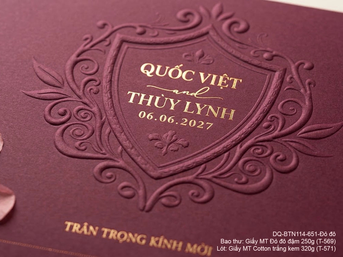 Thiệp Cưới DQ-BTN114-651-Đỏ Đô Đậm - Ảnh 2